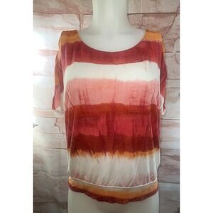 ChicosShort Sleeve  Top Stretch White, Red, Size 2